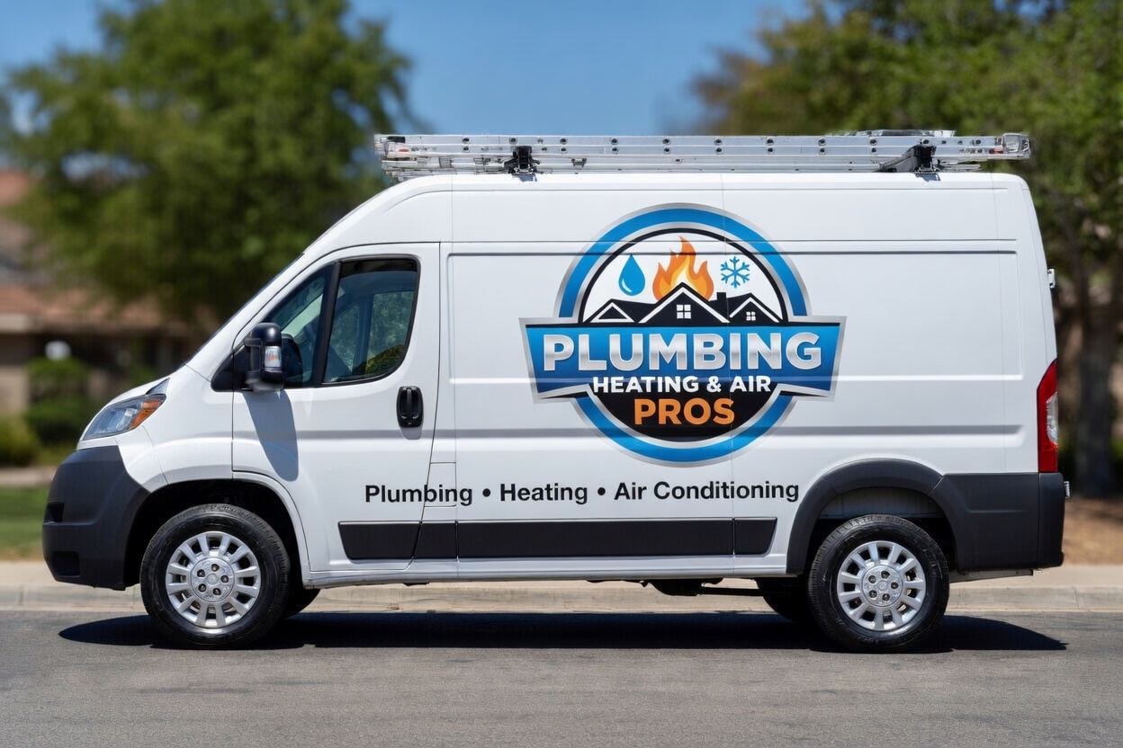 Local plumbing heating and air service van serving San Bruno
