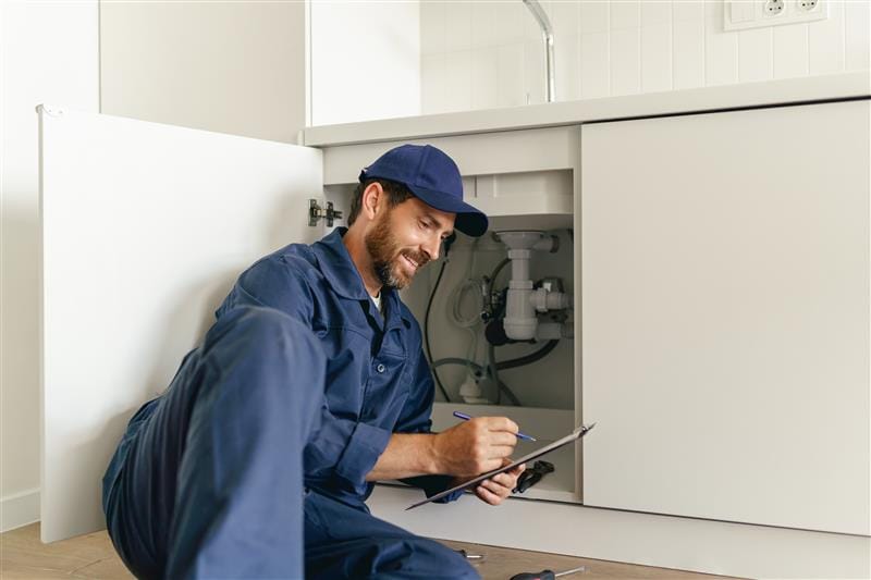 Residential plumber providing service in a San Bruno home